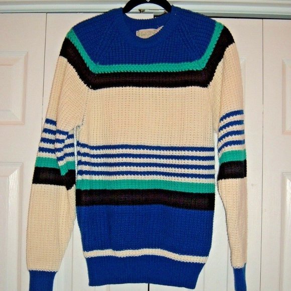 Vintage Crew Neck Striped Pullover Sweater 90s Y2K - Picture 2 of 11
